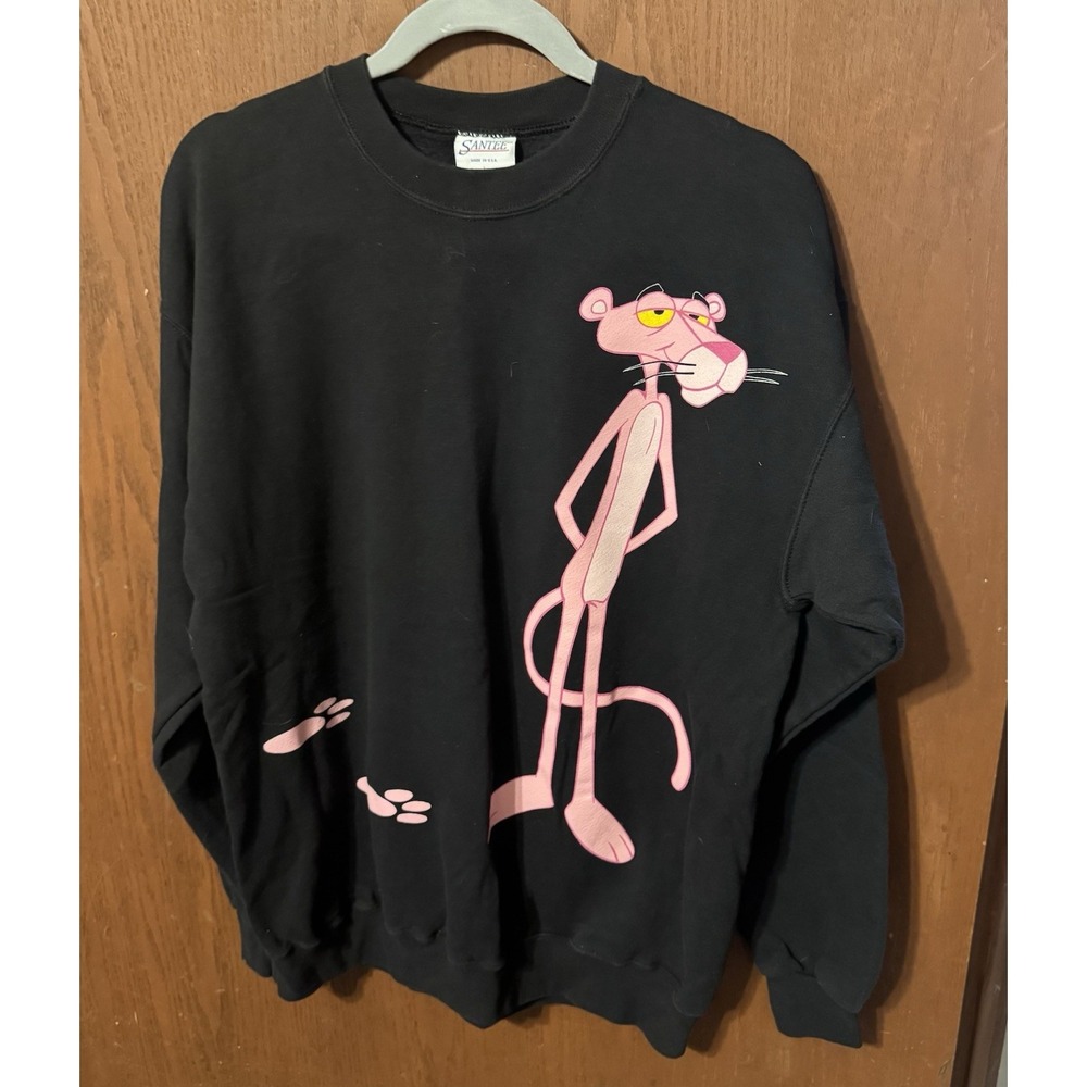 Pink Panther Vtg 1996 Santee Double Sided Sweater Sweatshirt Sz L Rare GTub2
